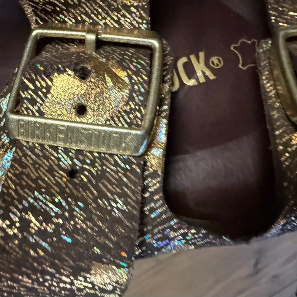 Birkenstock Metallic Iridescent Brown Double Buckle Sandals - Picture 6 of 9